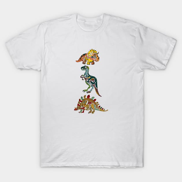 tribal dinosaurs T-Shirt by Mitalim